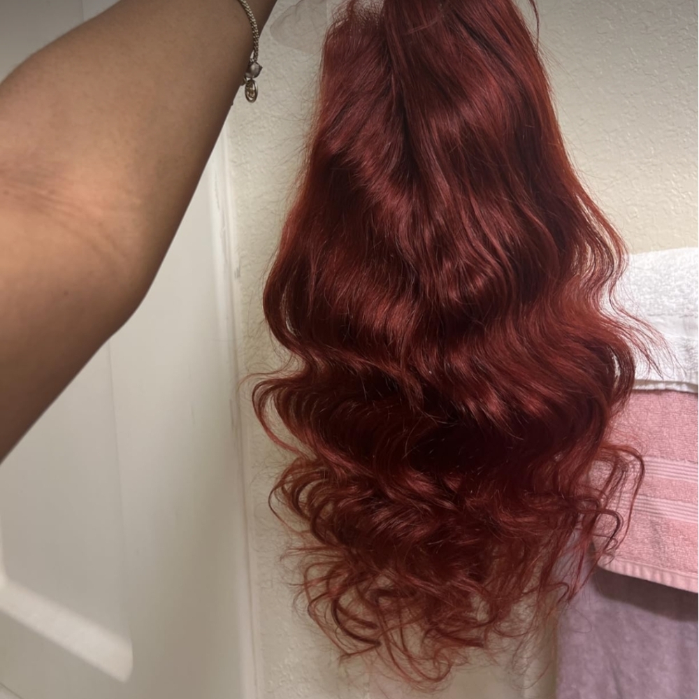 Reddish Brown Lace Front Wigs 28 Inch Pre-Plucked 200% Density Body Wave HD Lace - Picture 2 of 7